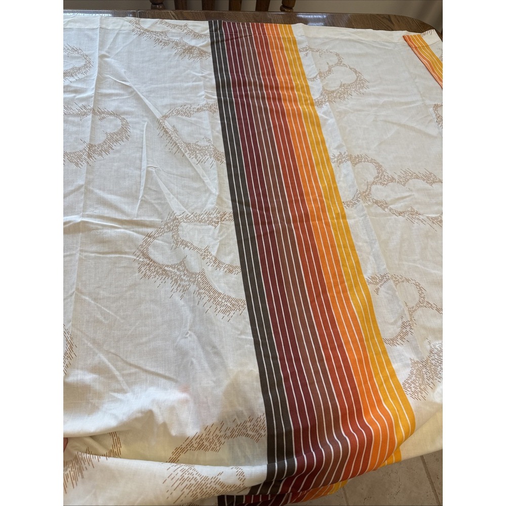 Vtg 1970s Flat Sheet Pacific Rainbow Clouds Canadian Sunset Yellows Orange MCM